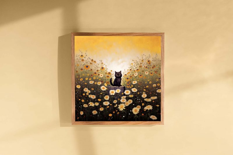 Whiskers in the Garden Gustav Klimt Garden Cat Print, Cat Poster, Black Cat Art - Image 3