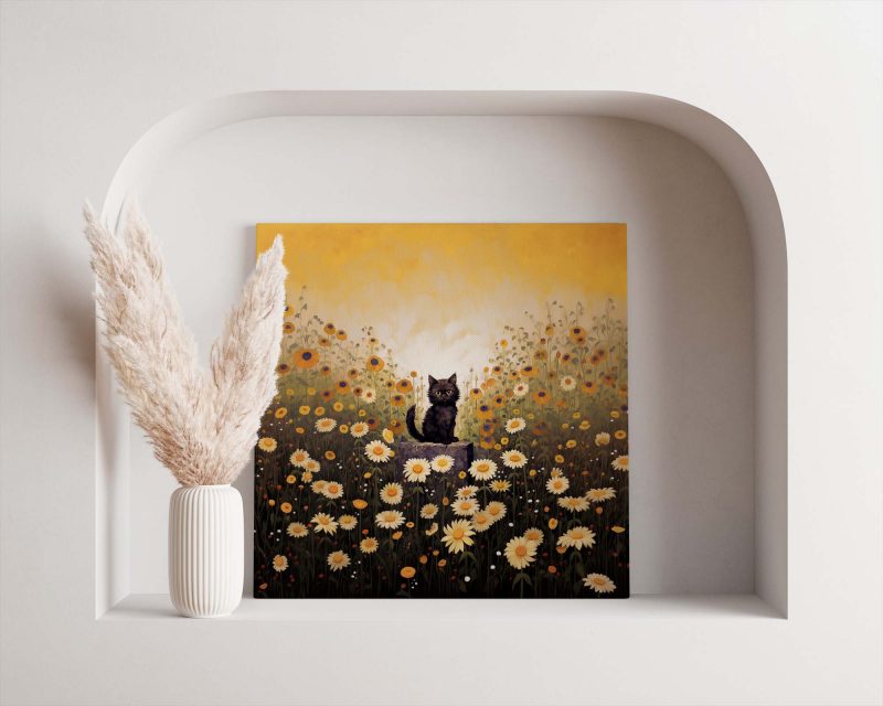 Whiskers in the Garden Gustav Klimt Garden Cat Print, Cat Poster, Black Cat Art - Image 2