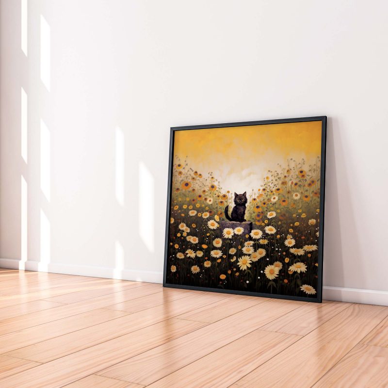 Whiskers in the Garden Gustav Klimt Garden Cat Print, Cat Poster, Black Cat Art - Image 5