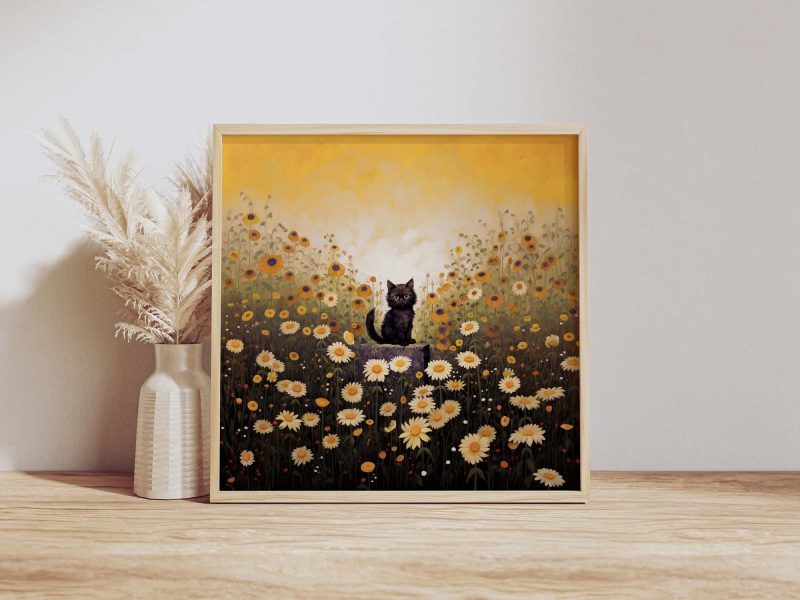 Whiskers in the Garden Gustav Klimt Garden Cat Print, Cat Poster, Black Cat Art - Image 9