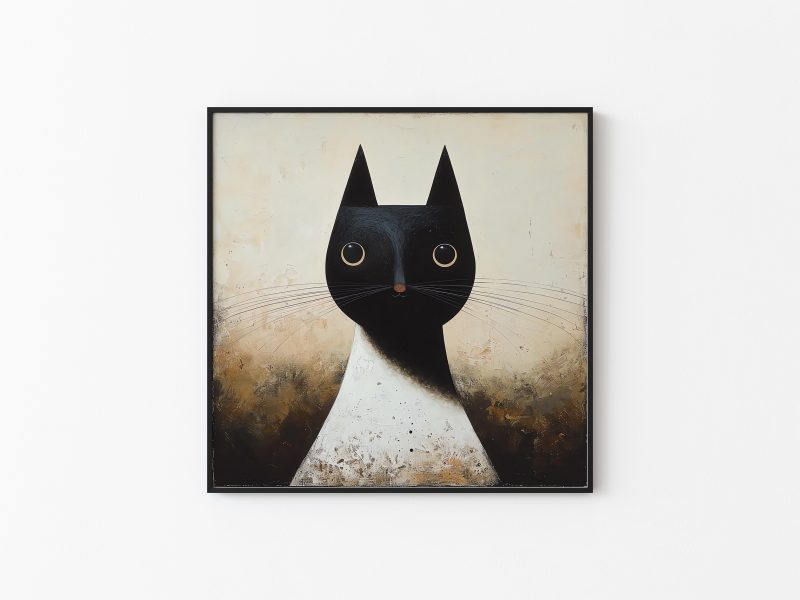 Abstract Cat Painting |  | Cat Wall Decoration | Illustrated Cats Canvas