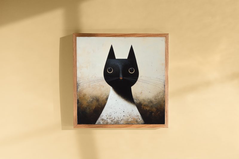 Abstract Cat Painting |  | Cat Wall Decoration | Illustrated Cats Canvas - Image 4