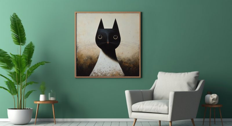 Abstract Cat Painting |  | Cat Wall Decoration | Illustrated Cats Canvas - Image 9