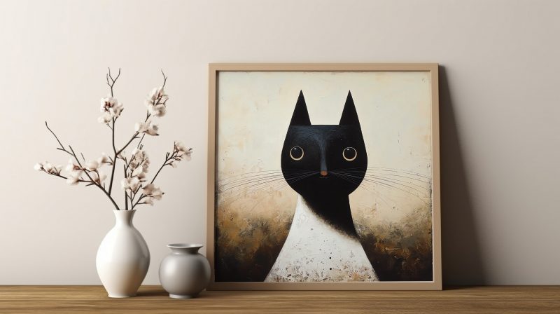 Abstract Cat Painting |  | Cat Wall Decoration | Illustrated Cats Canvas - Image 5
