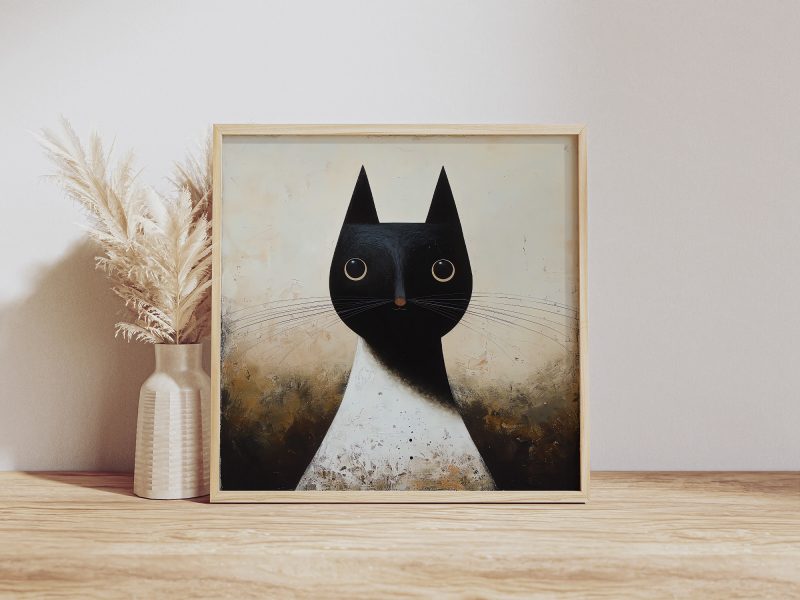 Abstract Cat Painting |  | Cat Wall Decoration | Illustrated Cats Canvas - Image 8