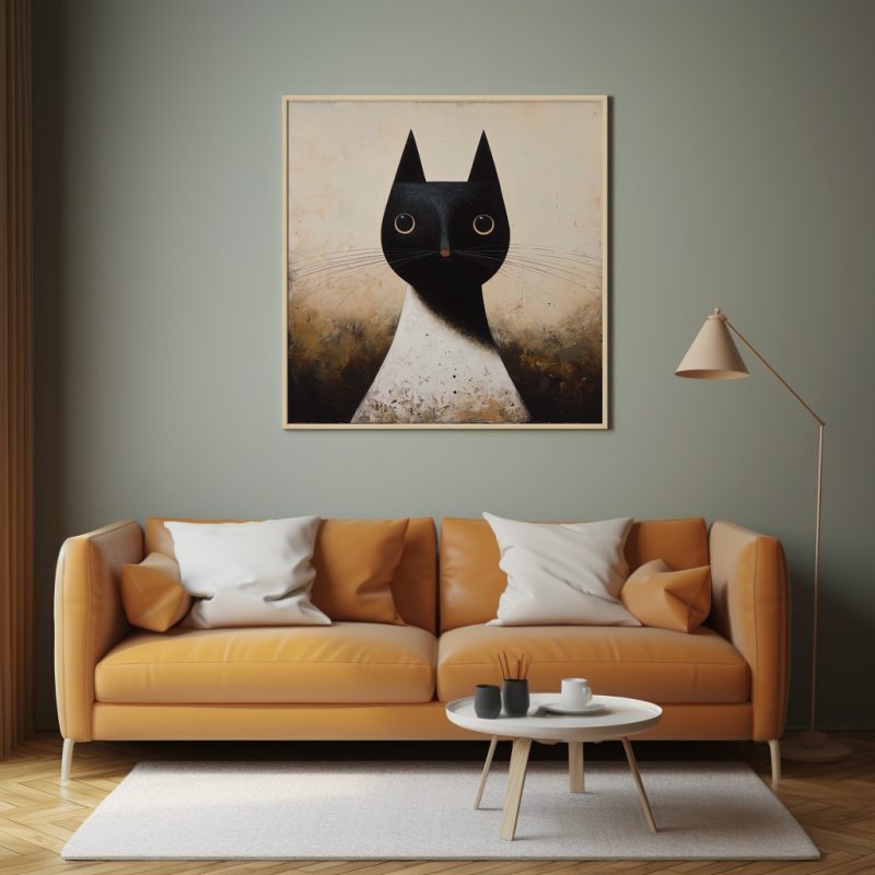 Abstract Cat Painting |  | Cat Wall Decoration | Illustrated Cats Canvas - Image 6