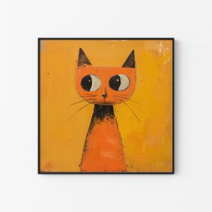 Orange Cat Painting Poster | Cat Wall Decoration | Illustrated Cats Canvas