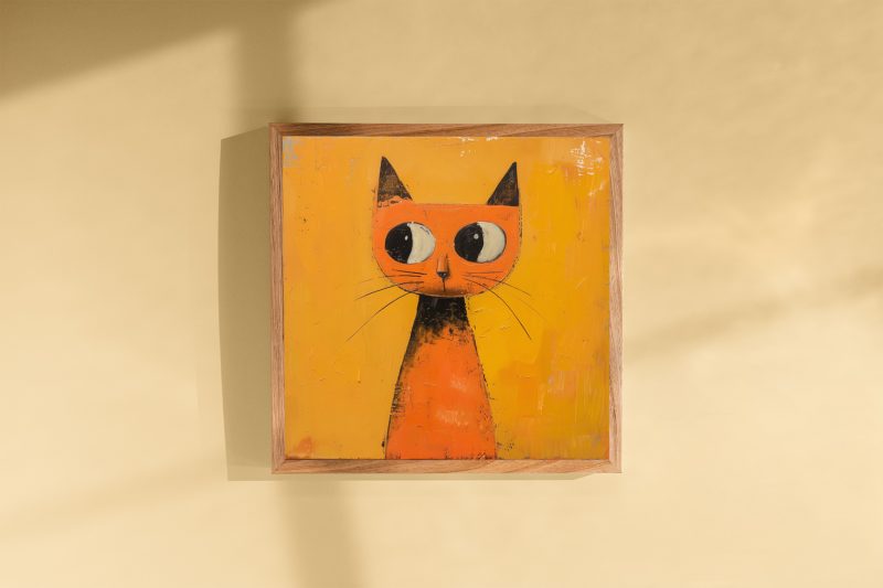 Orange Cat Painting Poster | Cat Wall Decoration | Illustrated Cats Canvas - Image 5