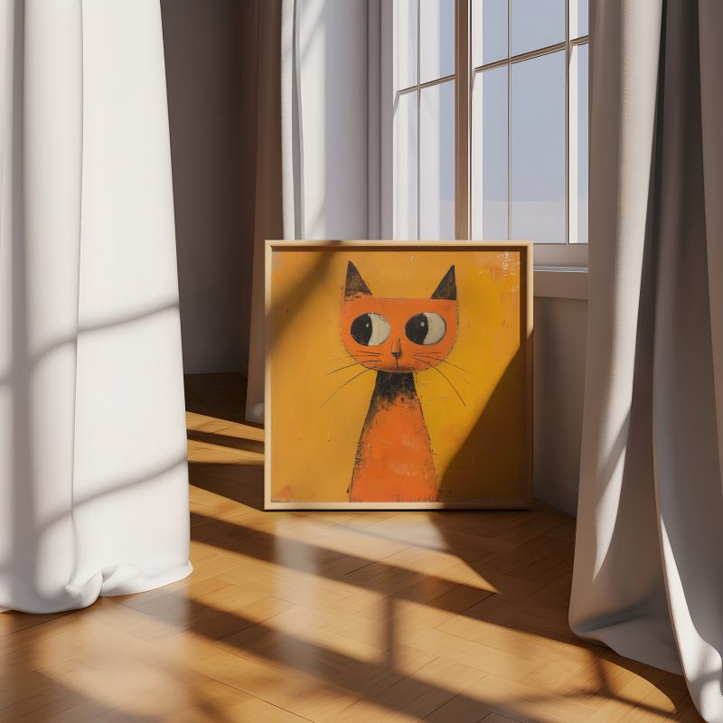 Orange Cat Painting Poster | Cat Wall Decoration | Illustrated Cats Canvas - Image 2