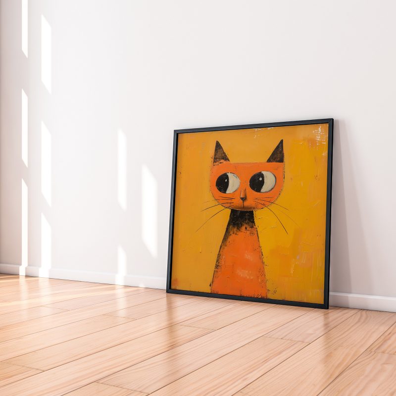 Orange Cat Painting Poster | Cat Wall Decoration | Illustrated Cats Canvas - Image 3