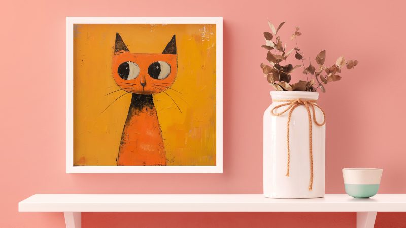 Orange Cat Painting Poster | Cat Wall Decoration | Illustrated Cats Canvas - Image 11