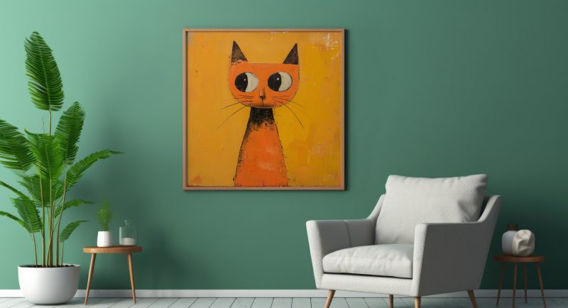Orange Cat Painting Poster | Cat Wall Decoration | Illustrated Cats Canvas - Image 9