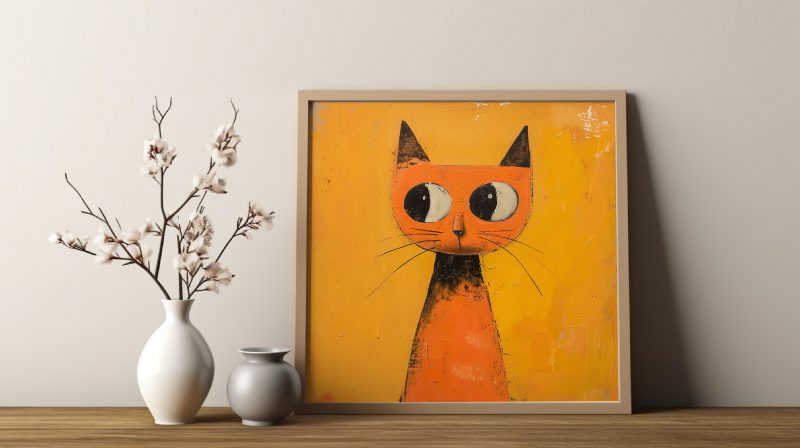 Orange Cat Painting Poster | Cat Wall Decoration | Illustrated Cats Canvas - Image 10