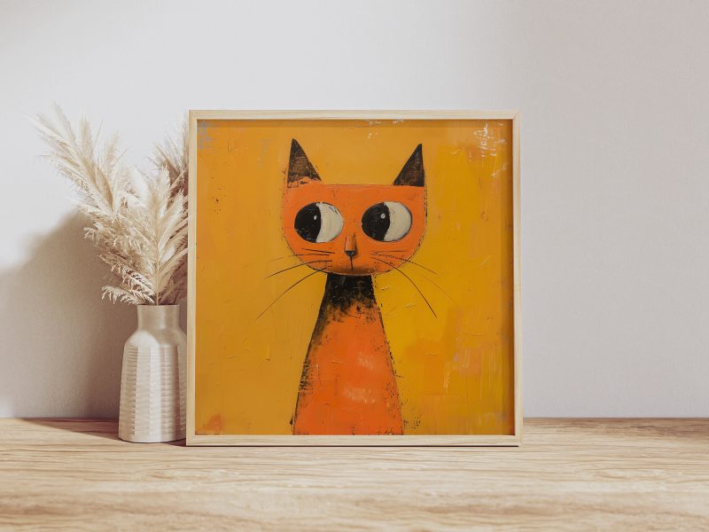 Orange Cat Painting Poster | Cat Wall Decoration | Illustrated Cats Canvas - Image 6