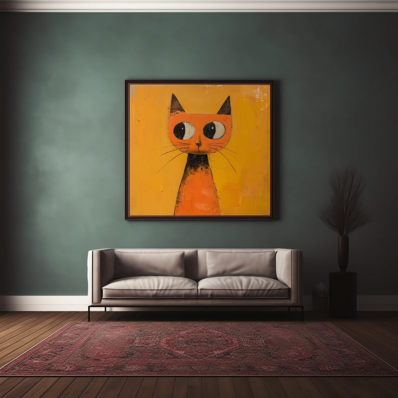 Orange Cat Painting Poster | Cat Wall Decoration | Illustrated Cats Canvas - Image 4