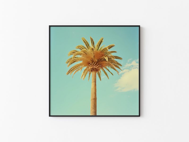Palm Tree in Pastel Poster | Wes Anderson Style Canvas | Miami Summer Poster