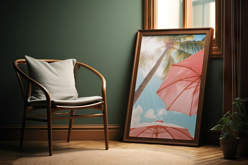 Palm Trees with Pink Beach Umbrellas | Sommerurlaub Canvas | Summer Palms Beach Print - Image 8