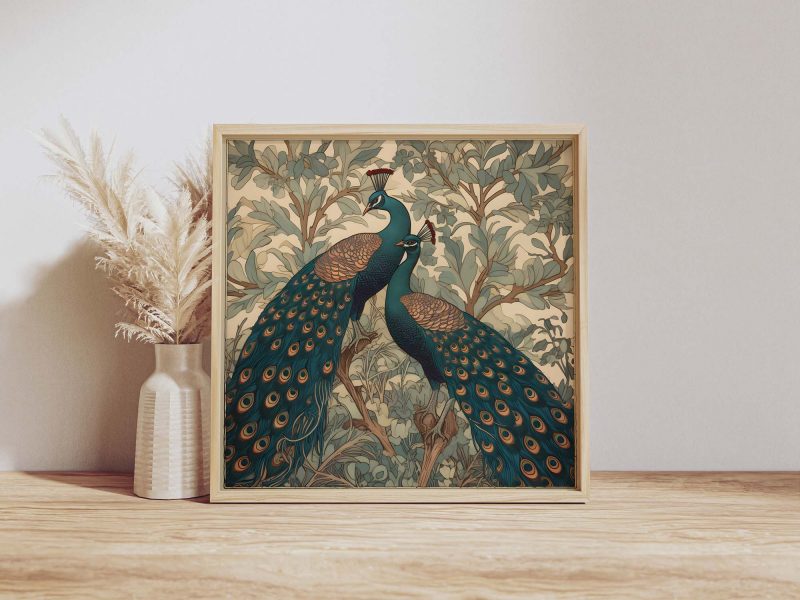 Peacock Wall Art | botanical Poster | William Morris Art Decor - Poster