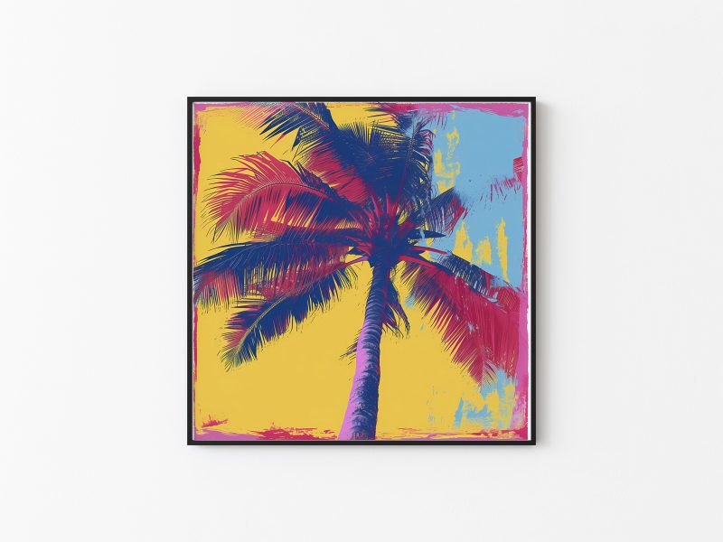 Pop Art Palm Tree in Andy Warhol Style | Modern Art Botanical Canvas | Sommerurlaub