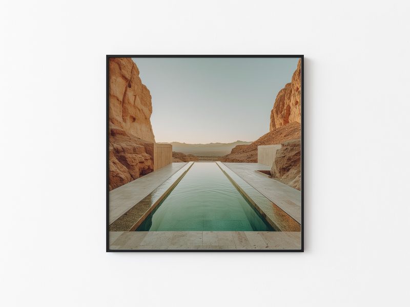 Swimming Pool in the Desert Poster | Photography Art Print Canvas | Framed Posters