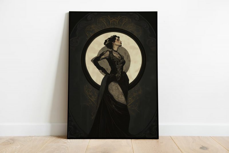 Art Nouveau Goddess Poster | Alphonse Mucha Dark Gothic Queen Art  | Classical Art Print - Image 2