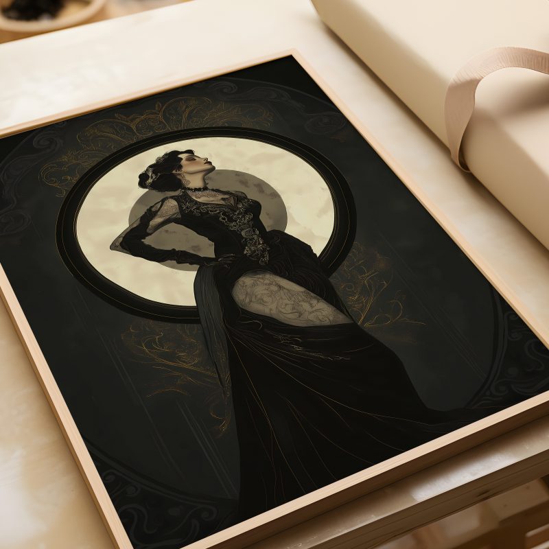 Art Nouveau Goddess Poster | Alphonse Mucha Dark Gothic Queen Art  | Classical Art Print - Image 10