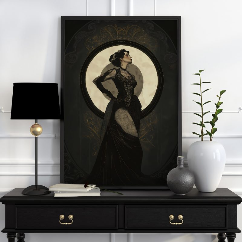 Art Nouveau Goddess Poster | Alphonse Mucha Dark Gothic Queen Art  | Classical Art Print - Image 6