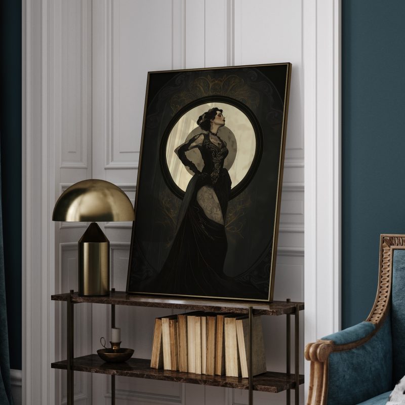 Art Nouveau Goddess Poster | Alphonse Mucha Dark Gothic Queen Art  | Classical Art Print - Image 4