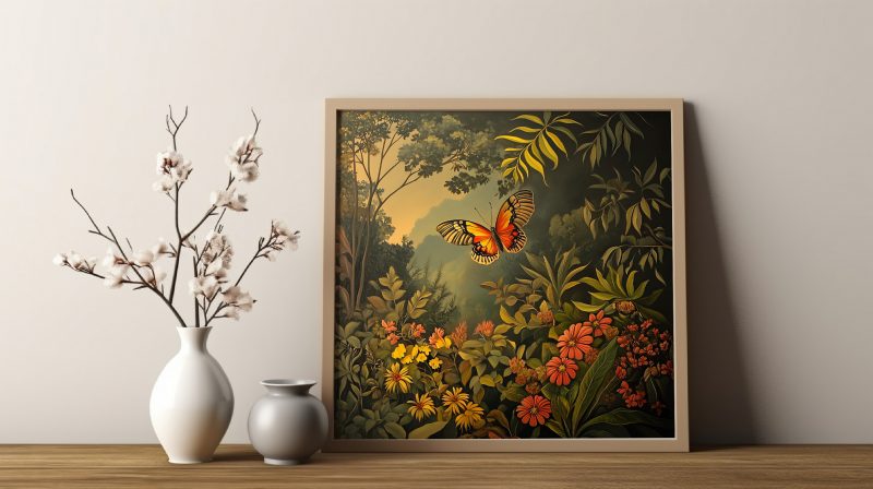 Butterfly in the Jungle Retro Painting Print | Henri Rousseau Style Art | Maximalist Decor Poster - Image 4