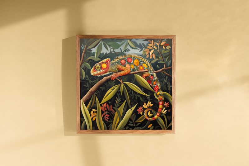 Chameleon Jungle Retro Painting Print | Henri Rousseau Style Art | Maximalist Decor Poster - Image 11