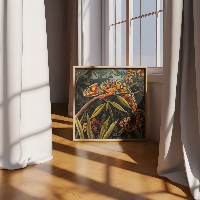 Chameleon Jungle Retro Painting Print | Henri Rousseau Style Art | Maximalist Decor Poster - Image 4