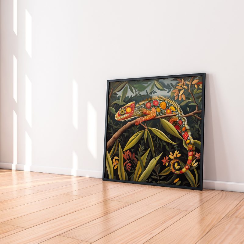 Chameleon Jungle Retro Painting Print | Henri Rousseau Style Art | Maximalist Decor Poster - Image 3