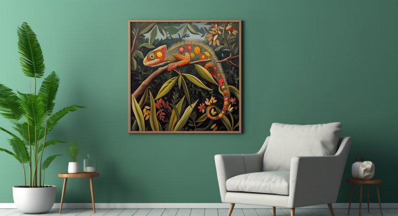 Chameleon Jungle Retro Painting Print | Henri Rousseau Style Art | Maximalist Decor Poster - Image 9