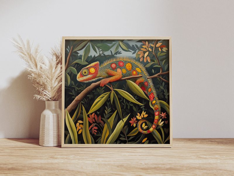 Chameleon Jungle Retro Painting Print | Henri Rousseau Style Art | Maximalist Decor Poster - Image 7