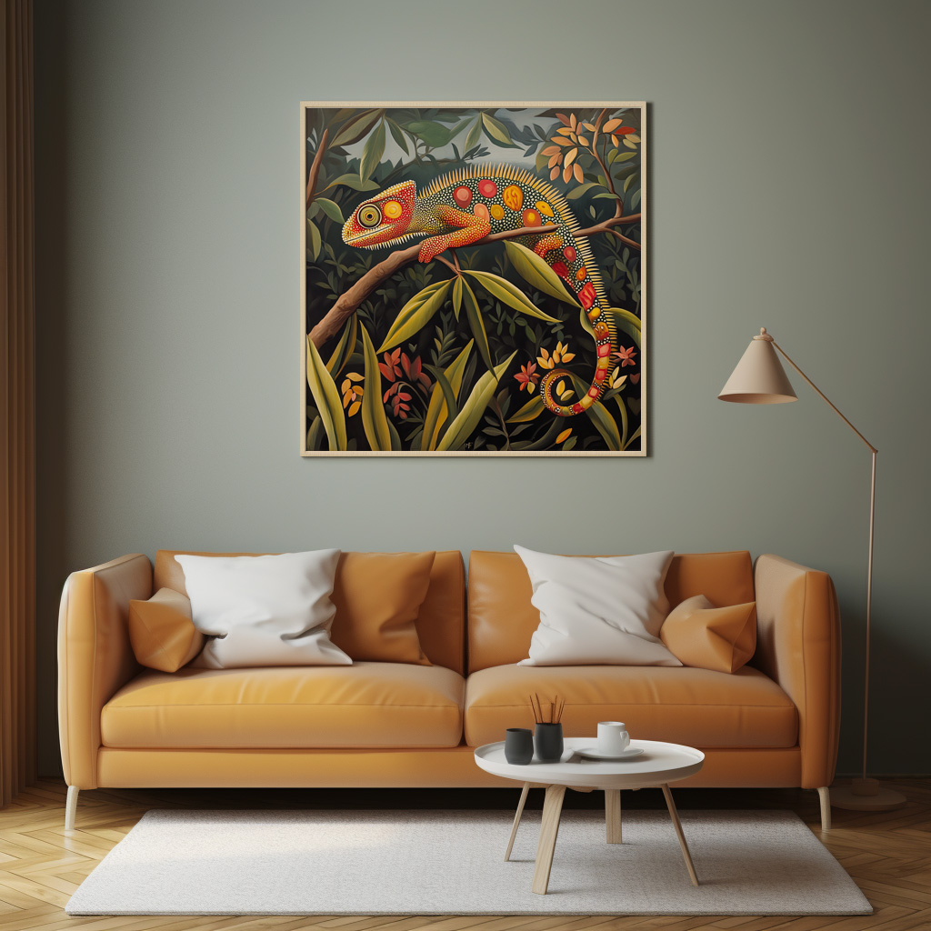 Chameleon Jungle Retro Painting Print | Henri Rousseau Style Art | Maximalist Decor Poster - Image 6