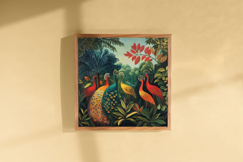 Colorful Peacocks #2 Jungle Retro Painting Print | Henri Rousseau Style Art | Maximalist Decor Poster - Image 9