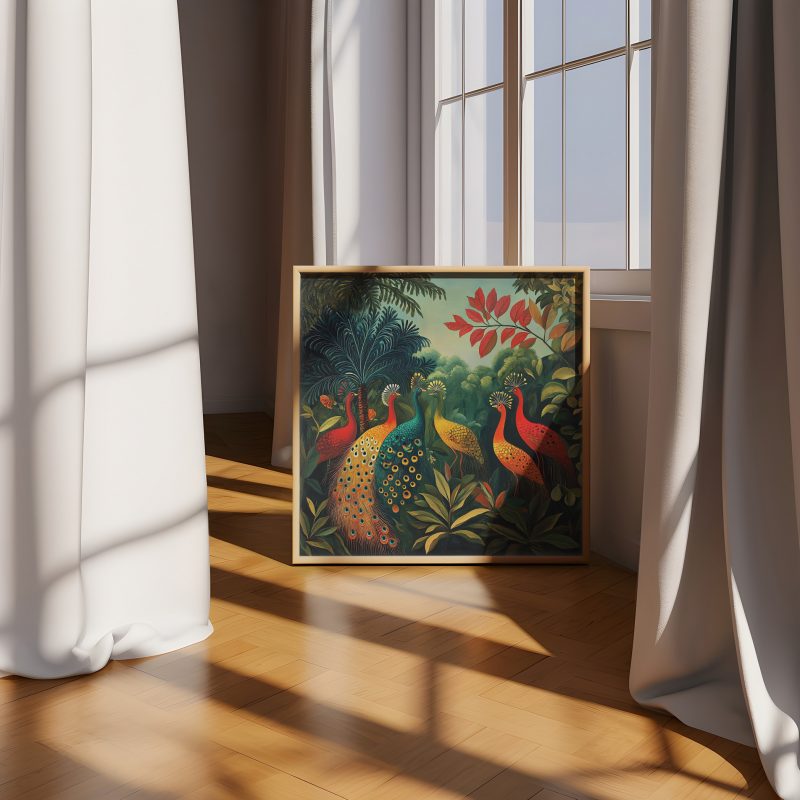 Colorful Peacocks #2 Jungle Retro Painting Print | Henri Rousseau Style Art | Maximalist Decor Poster - Image 3