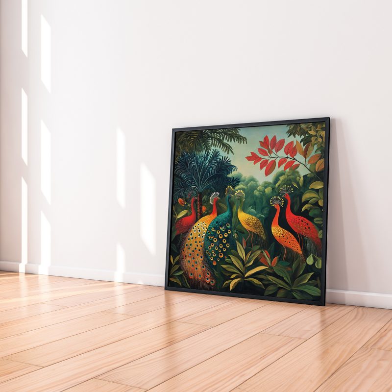 Colorful Peacocks #2 Jungle Retro Painting Print | Henri Rousseau Style Art | Maximalist Decor Poster - Image 8