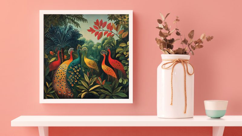 Colorful Peacocks #2 Jungle Retro Painting Print | Henri Rousseau Style Art | Maximalist Decor Poster - Image 7