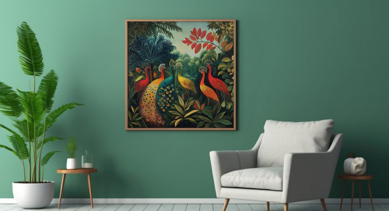 Colorful Peacocks #2 Jungle Retro Painting Print | Henri Rousseau Style Art | Maximalist Decor Poster - Image 6