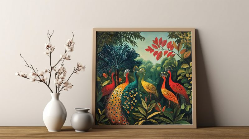 Colorful Peacocks #2 Jungle Retro Painting Print | Henri Rousseau Style Art | Maximalist Decor Poster - Image 5