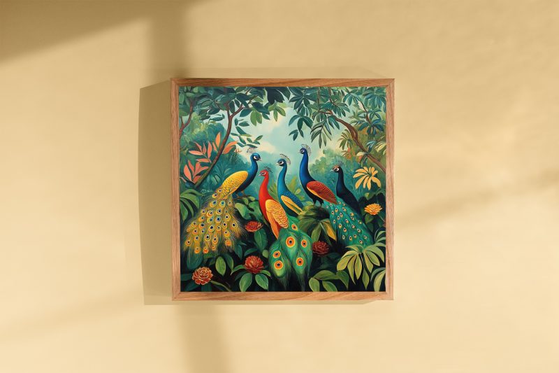 Colorful Peacocks Jungle Retro Painting Print | Henri Rousseau Style Art | Maximalist Decor Poster - Image 5