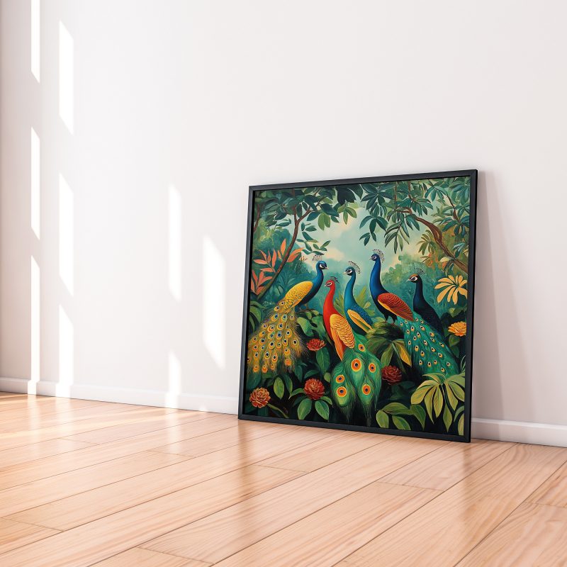 Colorful Peacocks Jungle Retro Painting Print | Henri Rousseau Style Art | Maximalist Decor Poster - Image 8