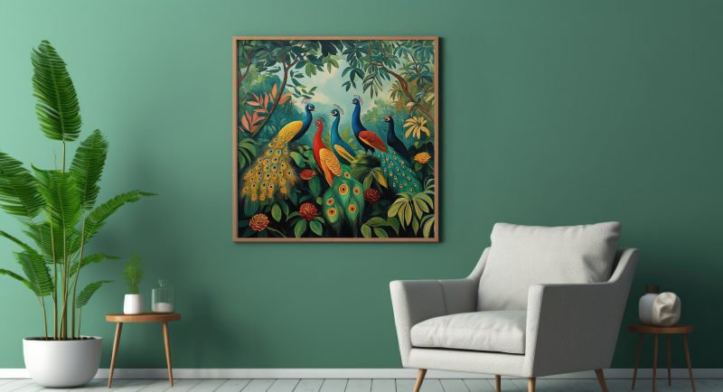 Colorful Peacocks Jungle Retro Painting Print | Henri Rousseau Style Art | Maximalist Decor Poster - Image 6