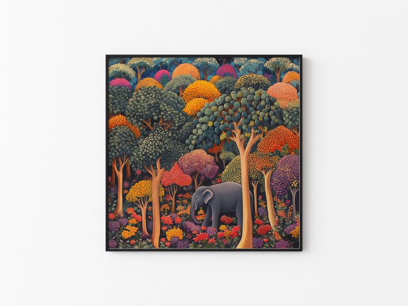 Colourful Elephant in the Forest | Henri Rousseau Style Poster | Retro Elephant Print - Image 11