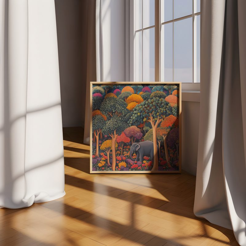Colourful Elephant in the Forest | Henri Rousseau Style Poster | Retro Elephant Print - Image 9