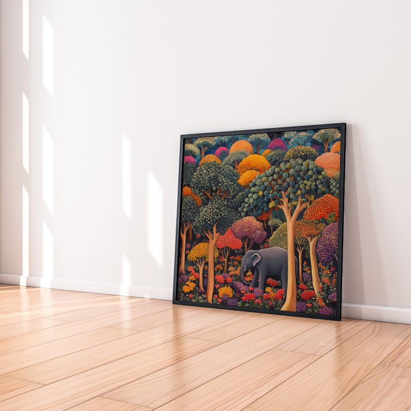 Colourful Elephant in the Forest | Henri Rousseau Style Poster | Retro Elephant Print - Image 8