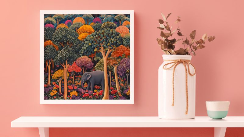 Colourful Elephant in the Forest | Henri Rousseau Style Poster | Retro Elephant Print - Image 7