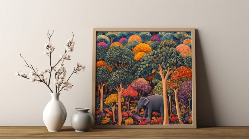 Colourful Elephant in the Forest | Henri Rousseau Style Poster | Retro Elephant Print - Image 5