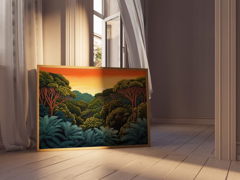 Jungle Sky Retro Painting Print | Henri Rousseau Style Art | Maximalist Decor Poster